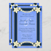 ブルー素朴フローラ結婚リハーサルディナー招待状 招待状 (正面/裏面)