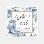 ブルー素朴フローラ結婚女性のカーボーイナプキンス – ブーツ スタンダードカクテルナプキン (正面)