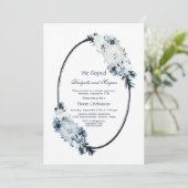 ブルー素朴フローラ飛び出しお祝い 招待状 (スタンド正面)