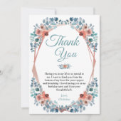 ブルー素朴フローラ50th誕生日ありがとう サンキューカード (正面)