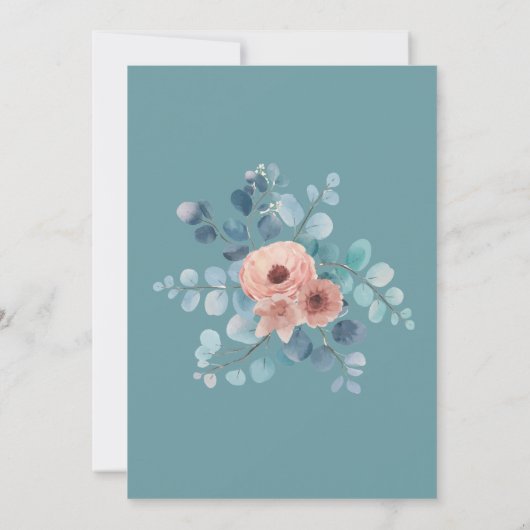 ブルー素朴フローラ50th誕生日ありがとう サンキューカード (裏面)