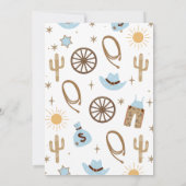 ブルー素朴ブラウンボーイズ最初のロデオ1歳の誕生日 招待状 (裏面)