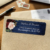 ブルー素朴ブルガンディブッシュフローラ差出人住所 ラベル