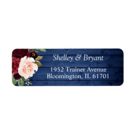 ブルー素朴ブルガンディブッシュフローラ差出人住所 ラベル