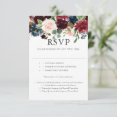 ブルー素朴ブルゴーニュフローラ結婚ズ 出欠カード (スタンド正面)