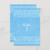 ブルー素朴ペイズリーカントリーウェスタンテーブル番号 招待状 (正面/裏面)