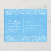 ブルー素朴ペイズリーカントリーウェスタン日付を保存 案内ポストカード (裏面)