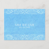 ブルー素朴ペイズリーカントリーウェスタン日付を保存 案内ポストカード (正面)