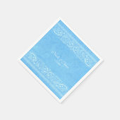 ブルー素朴ペイズリーカントリーウェスタン結婚ズ スタンダードカクテルナプキン (角)