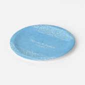 ブルー素朴ペイズリーカントリーウェスタン結婚ズ ペーパープレート (アングル)