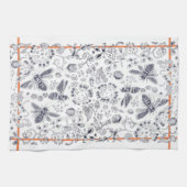 ブルー素朴ホワイトコーラルビーフローラコテージかわいらし キッチンタオル (横)