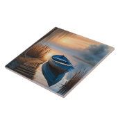 ブルー素朴ボートアットサンライズ タイル (側面)