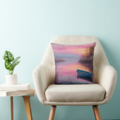 ブルー素朴ボートピンクの空の反射 クッション (椅子)