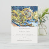 ブルー素朴ミニマルイエローヒマワリブライダルシャワー 招待状 (スタンド正面)