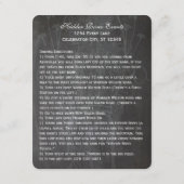 ブルー素朴メイソンの瓶チョーク結婚ボード エンクロージャーカード (裏面)