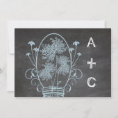 ブルー素朴メイソンの瓶チョーク結婚ボード 招待状 (裏面)