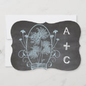 ブルー素朴メイソンの瓶チョーク結婚ボード 招待状 (裏面)