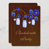 ブルー素朴メイソンジャースバチェロレッテ招待状 招待状 (正面/裏面)