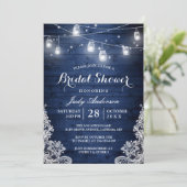 ブルー素朴メイソンジャースライツレースブライダルシャワー 招待状 (スタンド正面)