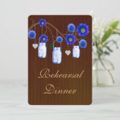 ブルー素朴メイソンジャースリハーサルディナー招待状 招待状 (スタンド正面)