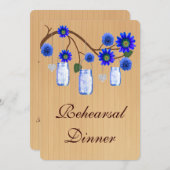 ブルー素朴メイソンジャースリハーサルディナー招待状 招待状 (正面/裏面)