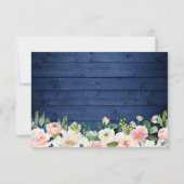 ブルー素朴メイソンジャールライト赤面フローラ結婚 出欠カード (裏面)