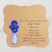 ブルー素朴メイソンジャー婚約パーティ招待状 招待状 (正面/裏面)