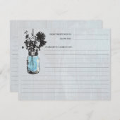 ブルー素朴メイソンジャー&ワイルドフラワーズレシピカード (正面/裏面)