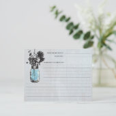 ブルー素朴メイソンジャー&ワイルドフラワーズレシピカード (スタンド正面)