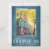 ブルー素朴メリークリスマス写真 シーズンカード (正面)