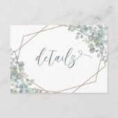 ブルー素朴ユーカリ金ゴールドフレ結婚ーム詳細 エンクロージャーカード (正面)