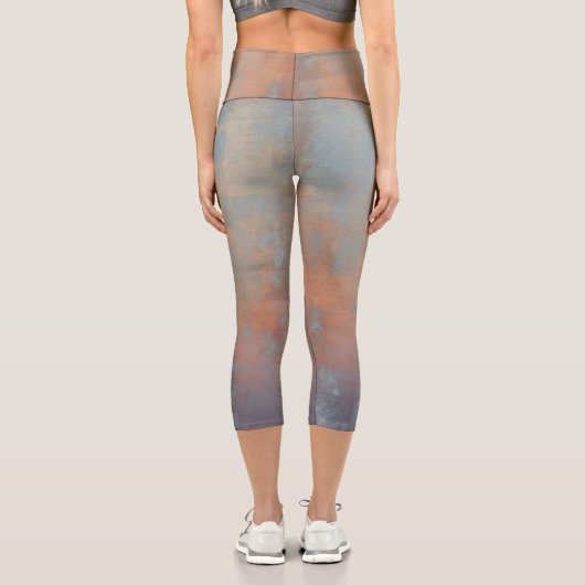 ブルー素朴ラスト抽象芸術アートNr67 カプリレギンス (裏面)