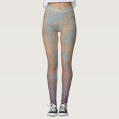 ブルー素朴ラスト抽象芸術アートNr67 レギンス (正面)