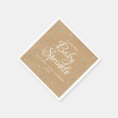 ブルー素朴ラブハート男の赤ちゃん散水/シャワー スタンダードカクテルナプキン (角)