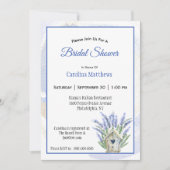 ブルー素朴ラベンダーバードハウスブライダルシャワー 招待状 (正面)