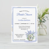 ブルー素朴ラベンダーバードハウスブライダルシャワー 招待状 (スタンド正面)