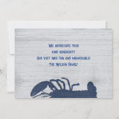 ブルー素朴ロブスターカスタムサンキューノートカード 招待状 (裏面)