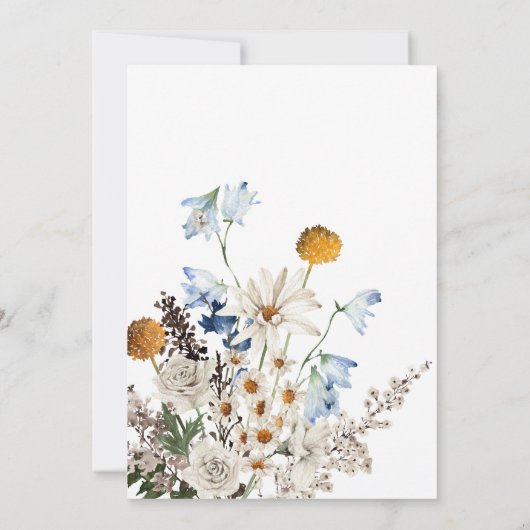 ブルー素朴ワイルドフラワーズ&デイジーブライダルブランチ 招待状 (裏面)