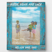 ブルー素朴動揺してビーチウッド文字写真 フォトプラーク (正面)