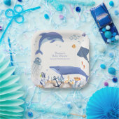 ブルー素朴海ドルフィンホエールボーイ赤ちゃんシャワー ペーパープレート (パーティー)