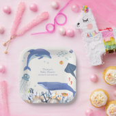 ブルー素朴海ドルフィンホエールボーイ赤ちゃんシャワー ペーパープレート (パーティー)