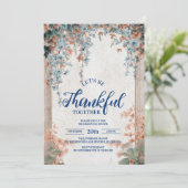 ブルー素朴秋つる植物感謝祭ディナー 招待状 (スタンド正面)