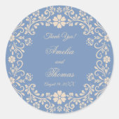 ブルー素朴結婚の感謝 ラウンドシール (正面)