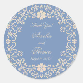 ブルー素朴結婚の感謝 ラウンドシール