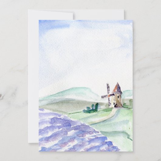 ブルー素朴自転車ラベンダーフローラブライダルシャワー 招待状 (裏面)