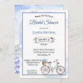 ブルー素朴自転車ラベンダーフローラブライダルシャワー 招待状 (正面/裏面)