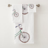 ブルー素朴自転車ラベンダーフローラ バスタオルセット (インサイチュ)