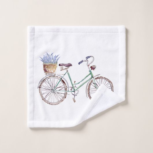 ブルー素朴自転車ラベンダーフローラ バスタオルセット (ウォッシュタオル)