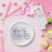 ブルー素朴自転車ラベンダーフローラ ペーパープレート (パーティー)