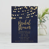 ブルー素朴金ゴールドウッド&ライトブライダルシャワー 招待状 (スタンド正面)